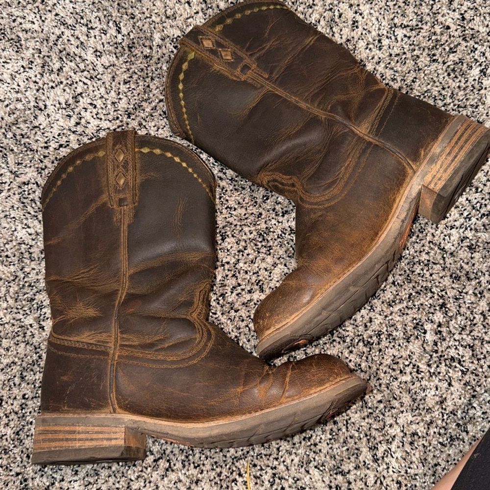 Ariat Unbridled stopper Boots Brown Leather Size 8 Women’s Round Toe - Picture 3 of 8